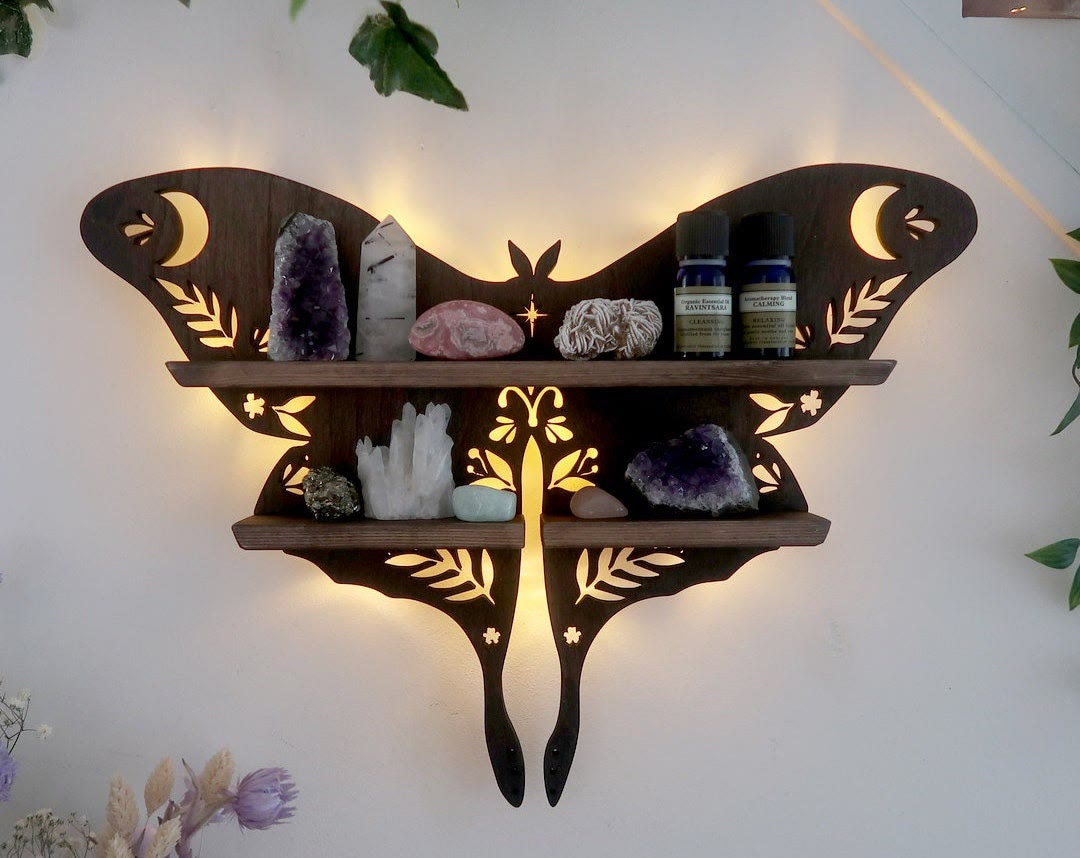 Luna Moth Crystal Shelf