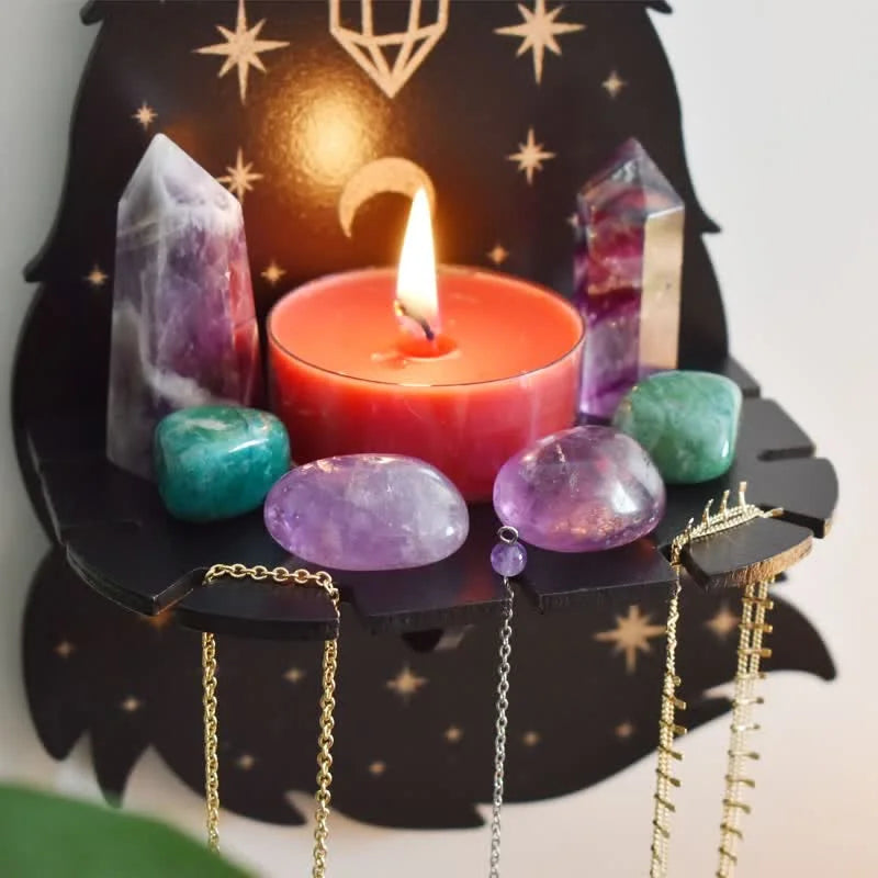 Celestial Wolf Altar Crystal Shelf