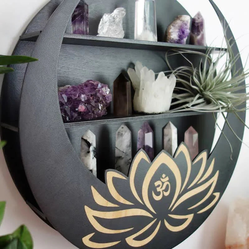 Round Crescent Moon Lotus Crystal Shelf